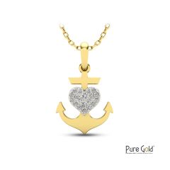18 Karat Gold Love Anchor Diamond Pendant - PGPNG32503