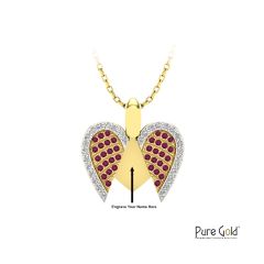 18 Karat Gold Eternal Love Pink Sapphire Wings Valentine Pendant - PGPNG33880