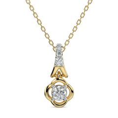 18 Karat Gold Hanging Petal Diamond Pendant - PGPNG32376