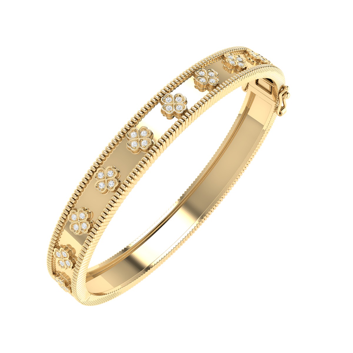 18K Gold Clover Charm Bracelet with Diamonds
