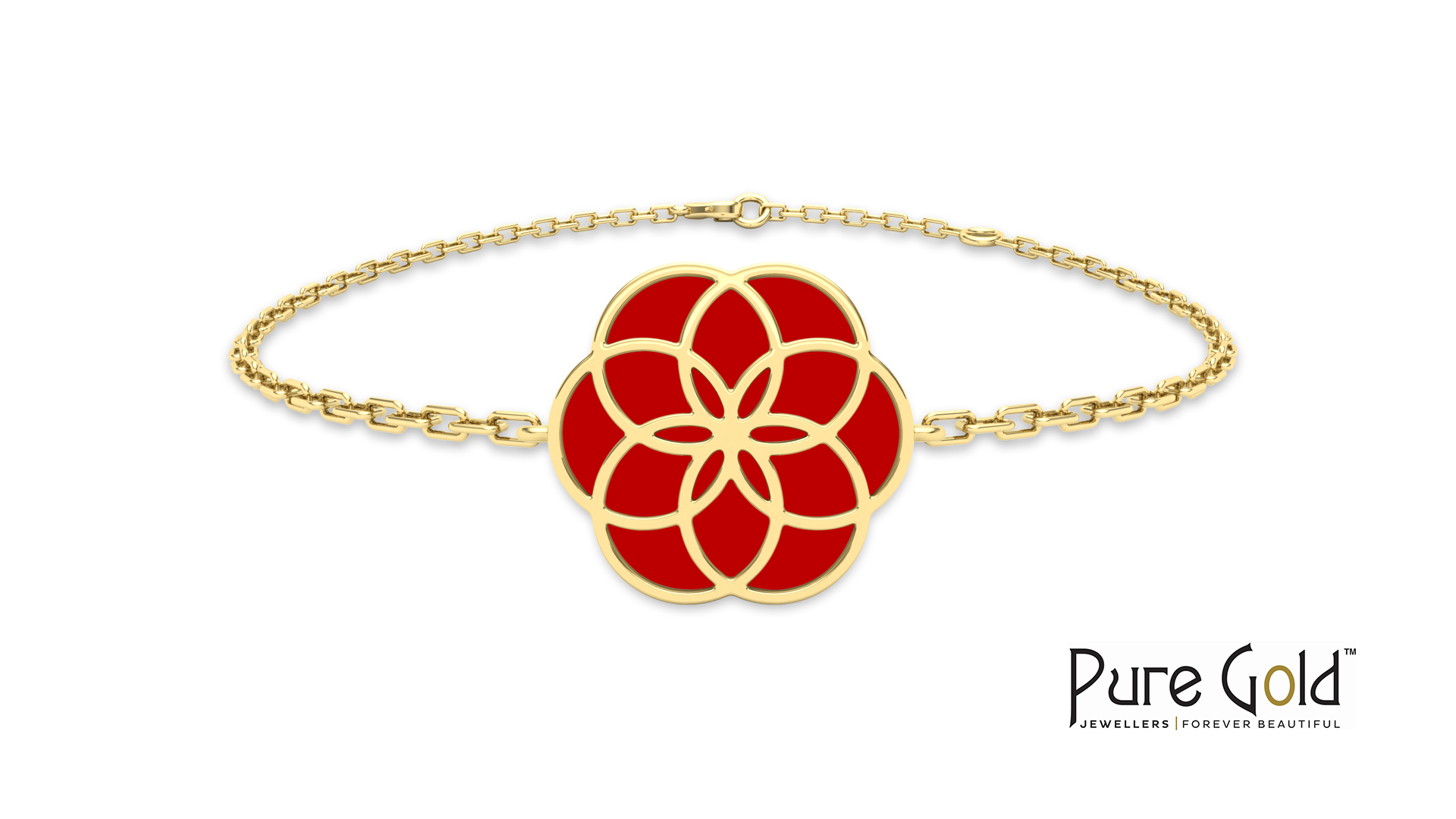 18 Karat Gold Eternal Flame Red Agate Bracelet - PGBRG34601