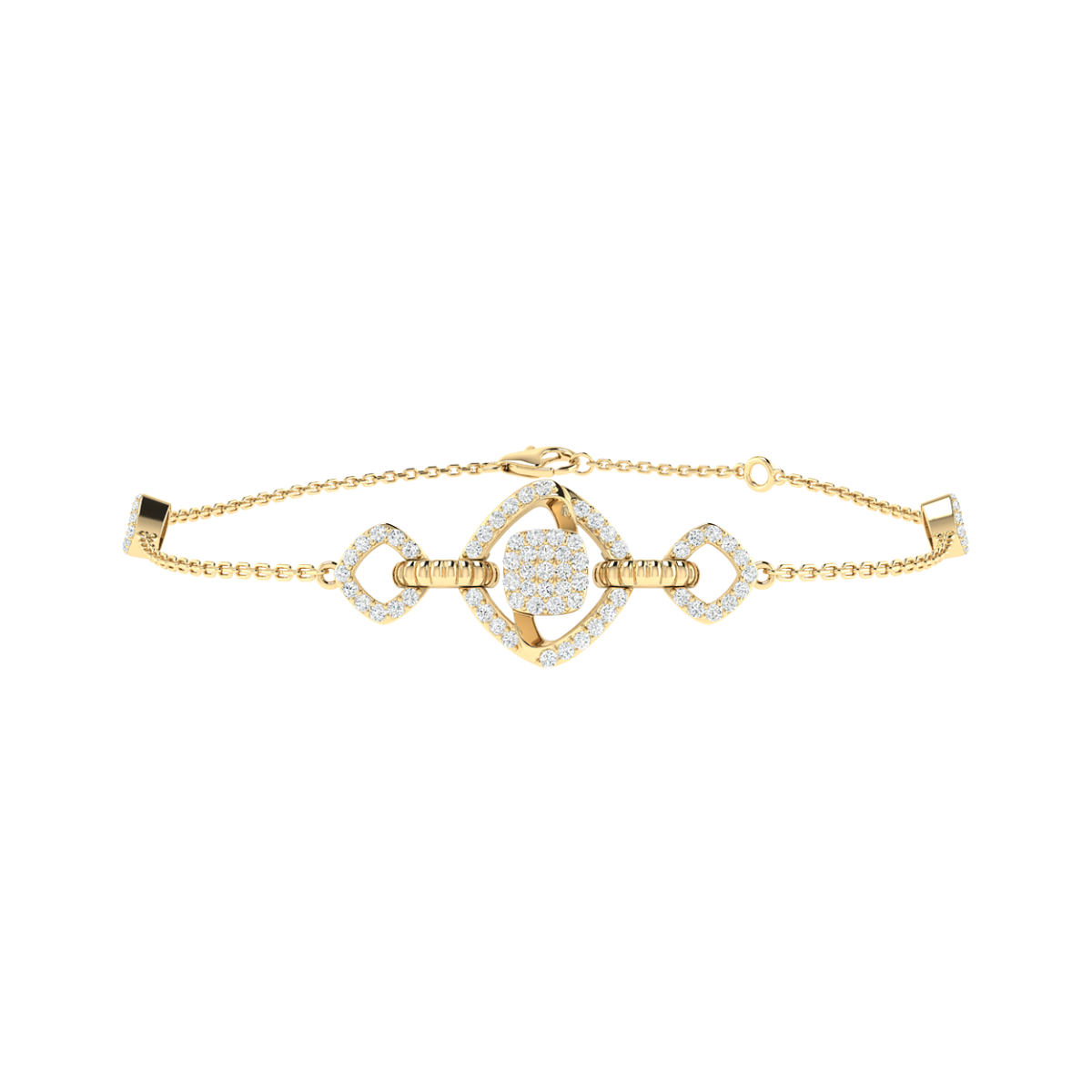 18K Gold Link Drop Bracelet with Diamonds