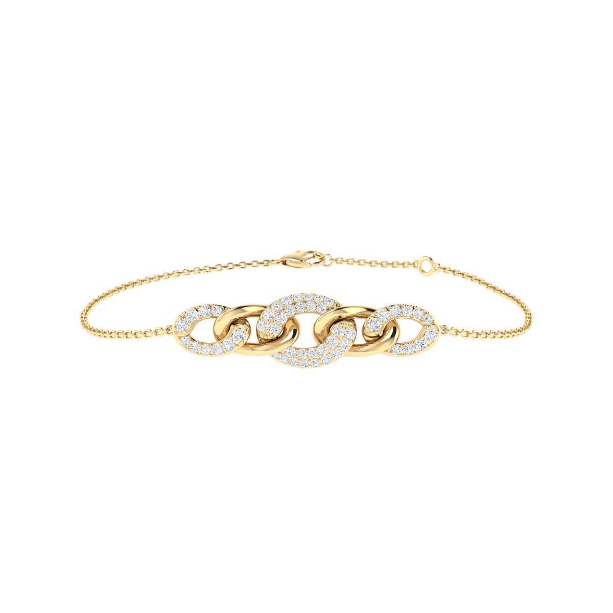 18K Gold Twisted Link Bracelet with Diamonds