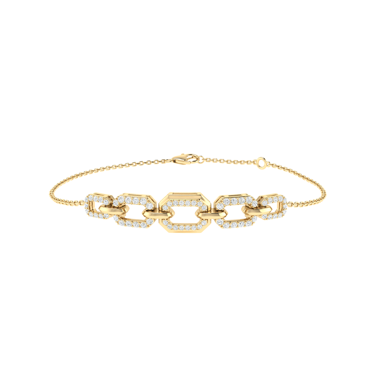 18K Gold Core Link Bracelet with Diamonds