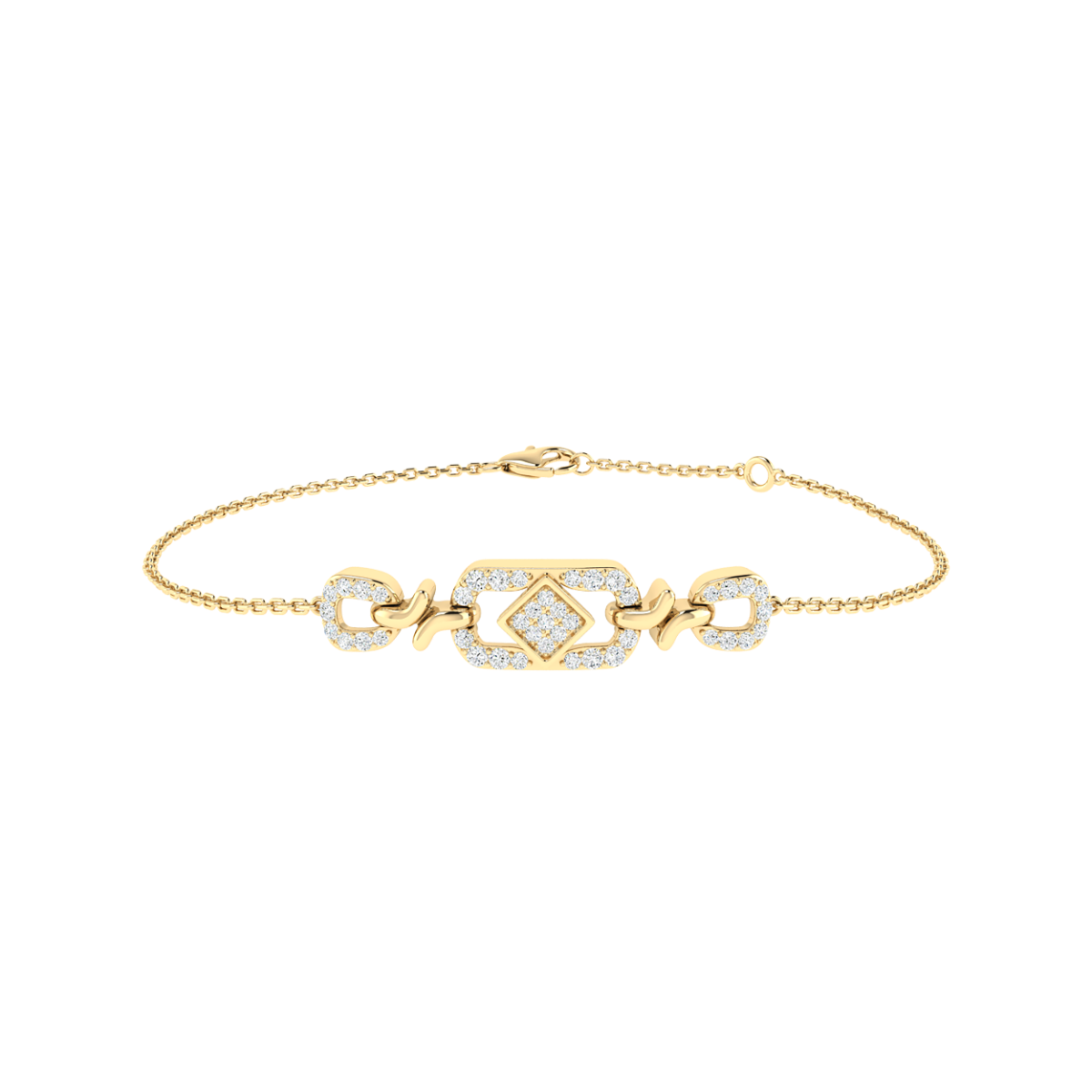 18K Gold Fusion Link Bracelet with Diamonds