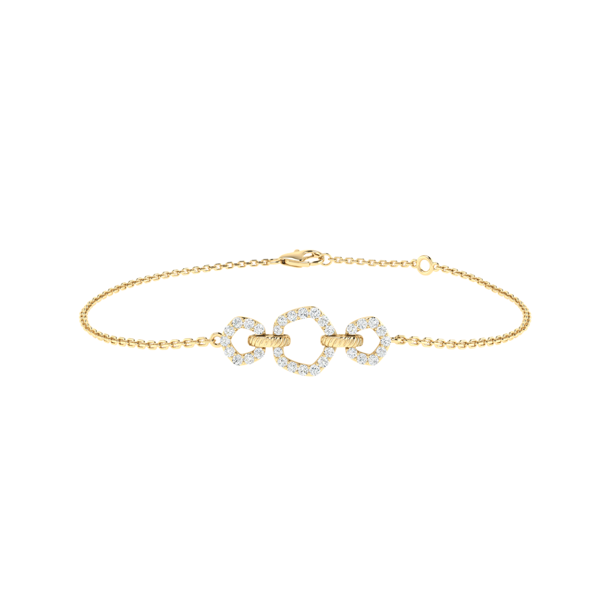 18K Gold Trio Link Bracelet with Diamonds