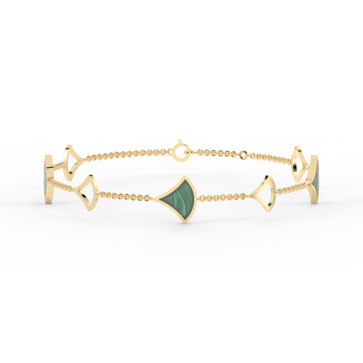 18kt Gold Luciana - Malachite Fan Drop Chain Bracelet