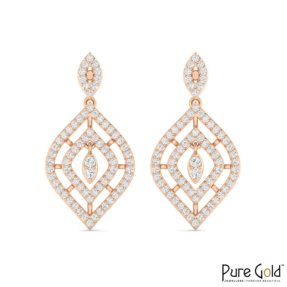 18 Karat Gold Gilded Maze Earrings with Diamonds