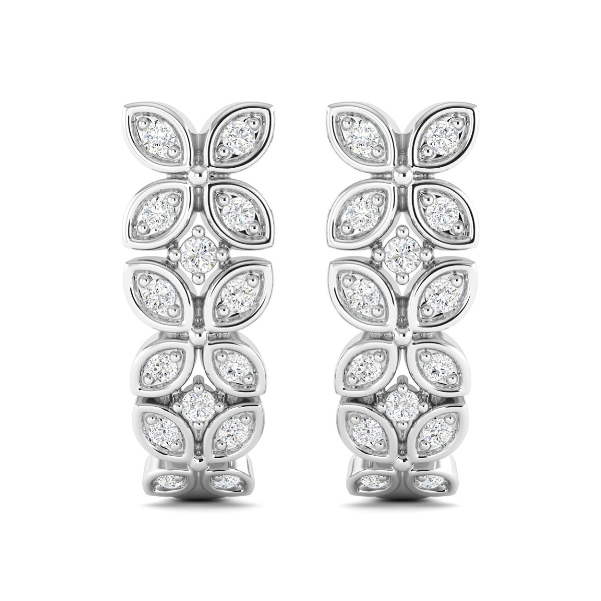18k Gold Dancing Petals Earrings with Diamonds