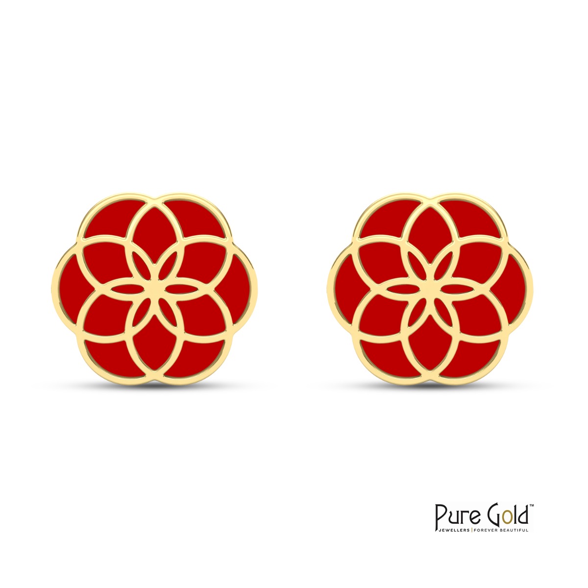 18 Karat Gold Luciana Red Agate Earrings