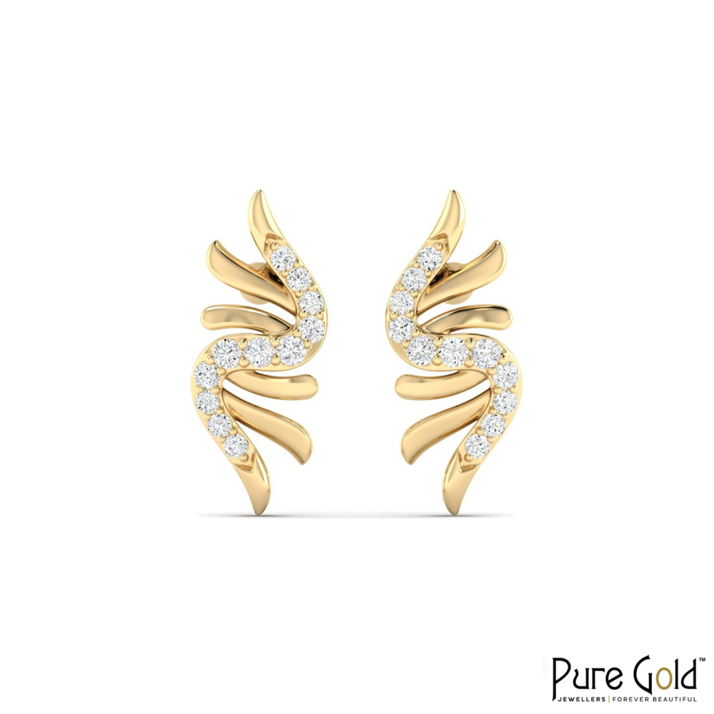 18 Karat Gold Elysian Swirl Earrings with Diamonds