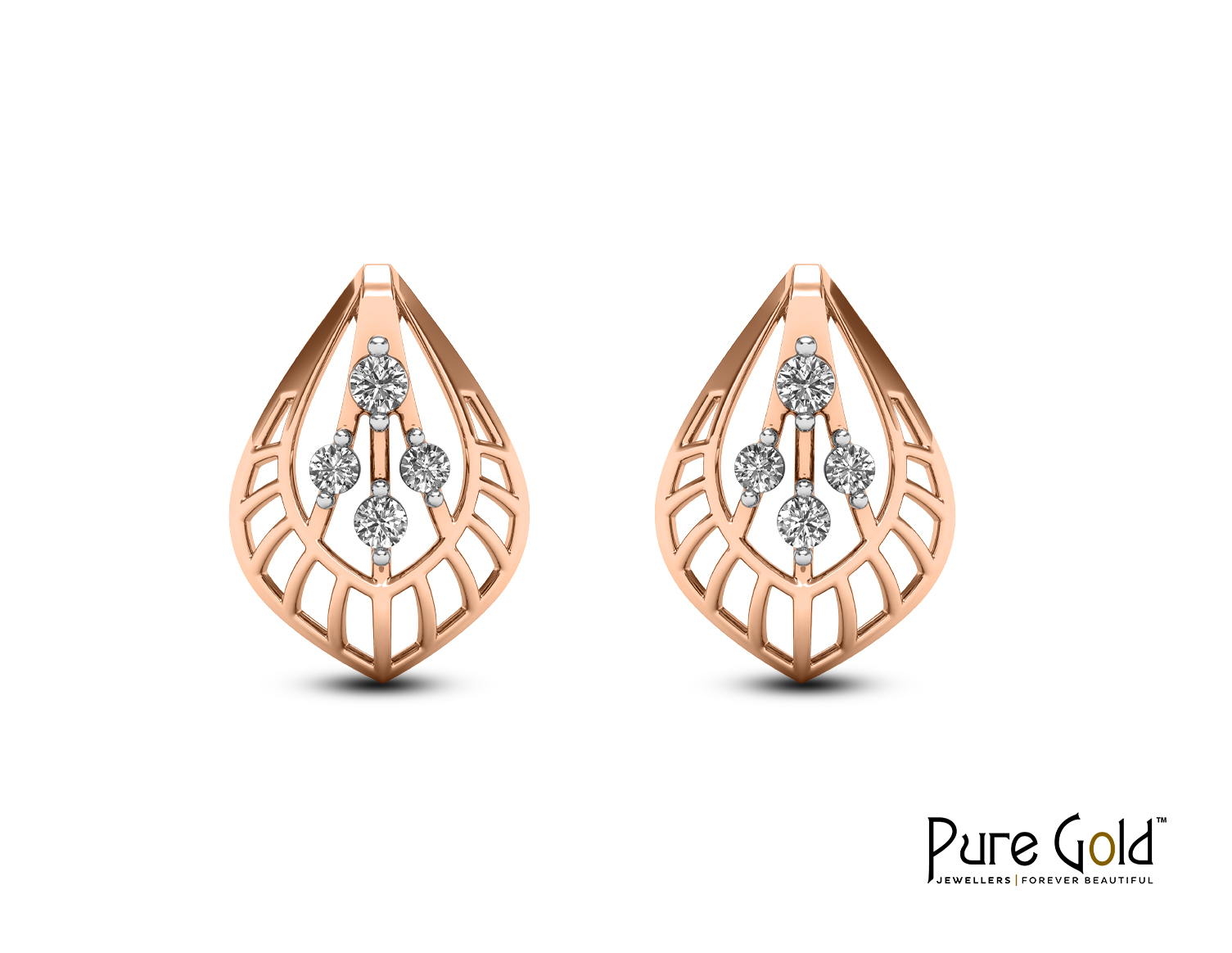 Radiant Leaf Earring (18K and 0.13CTS)