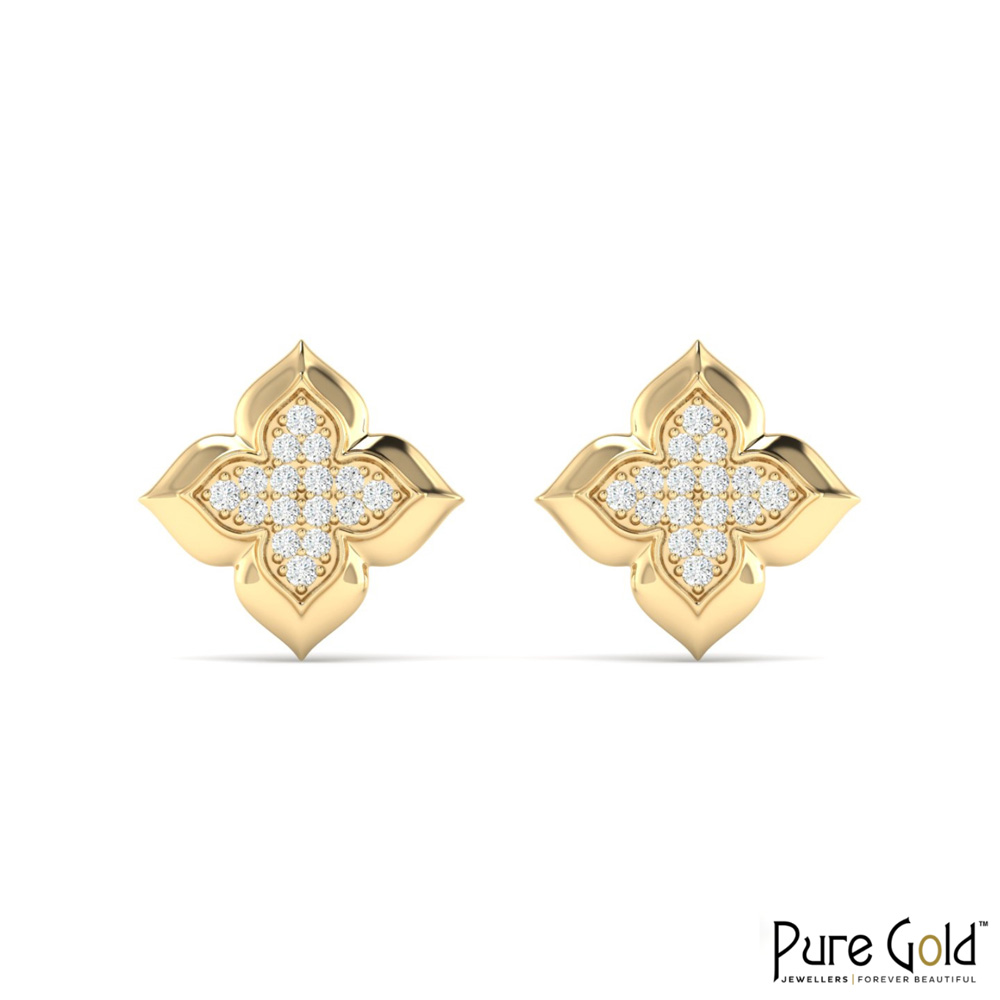 18 Karat Gold Silverleaf Earrings with Diamonds