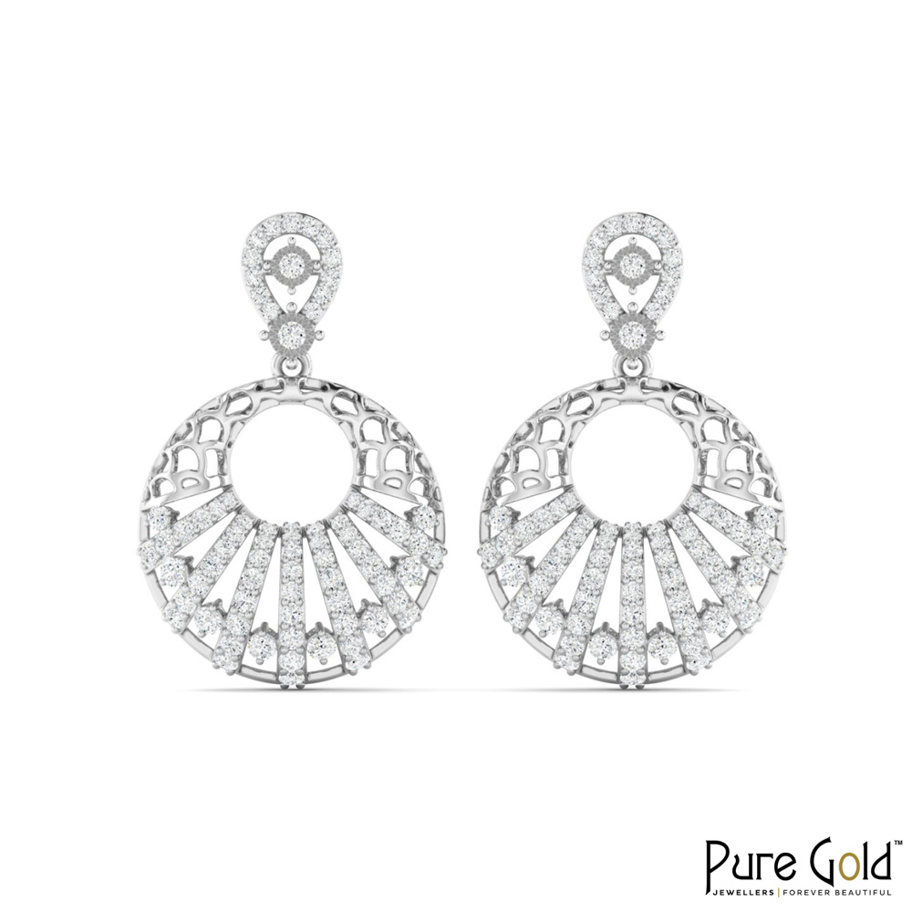18 Karat Gold Lunar Halo Earrings with Diamonds