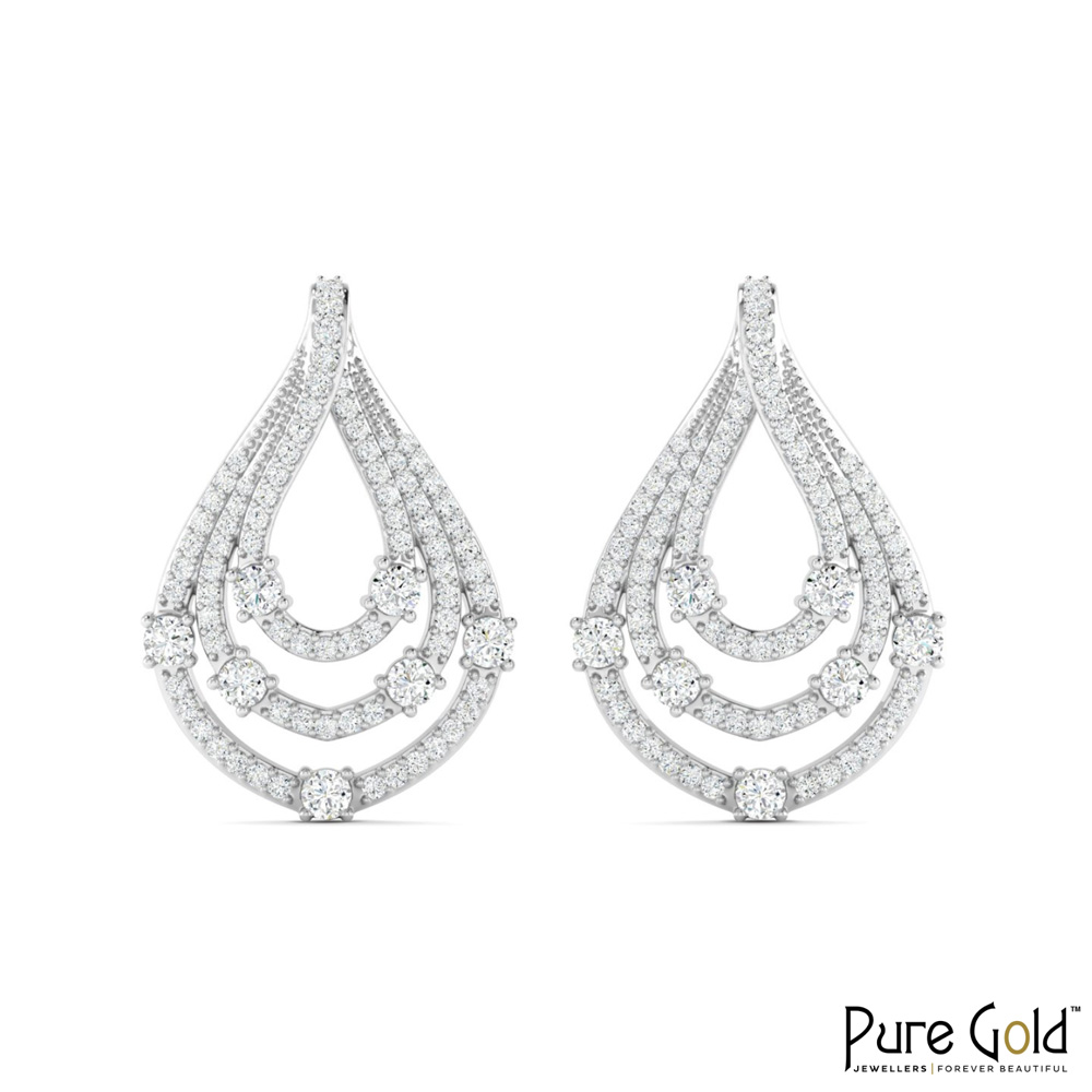 18 Karat Gold Celestial Droplet Earrings with Diamonds