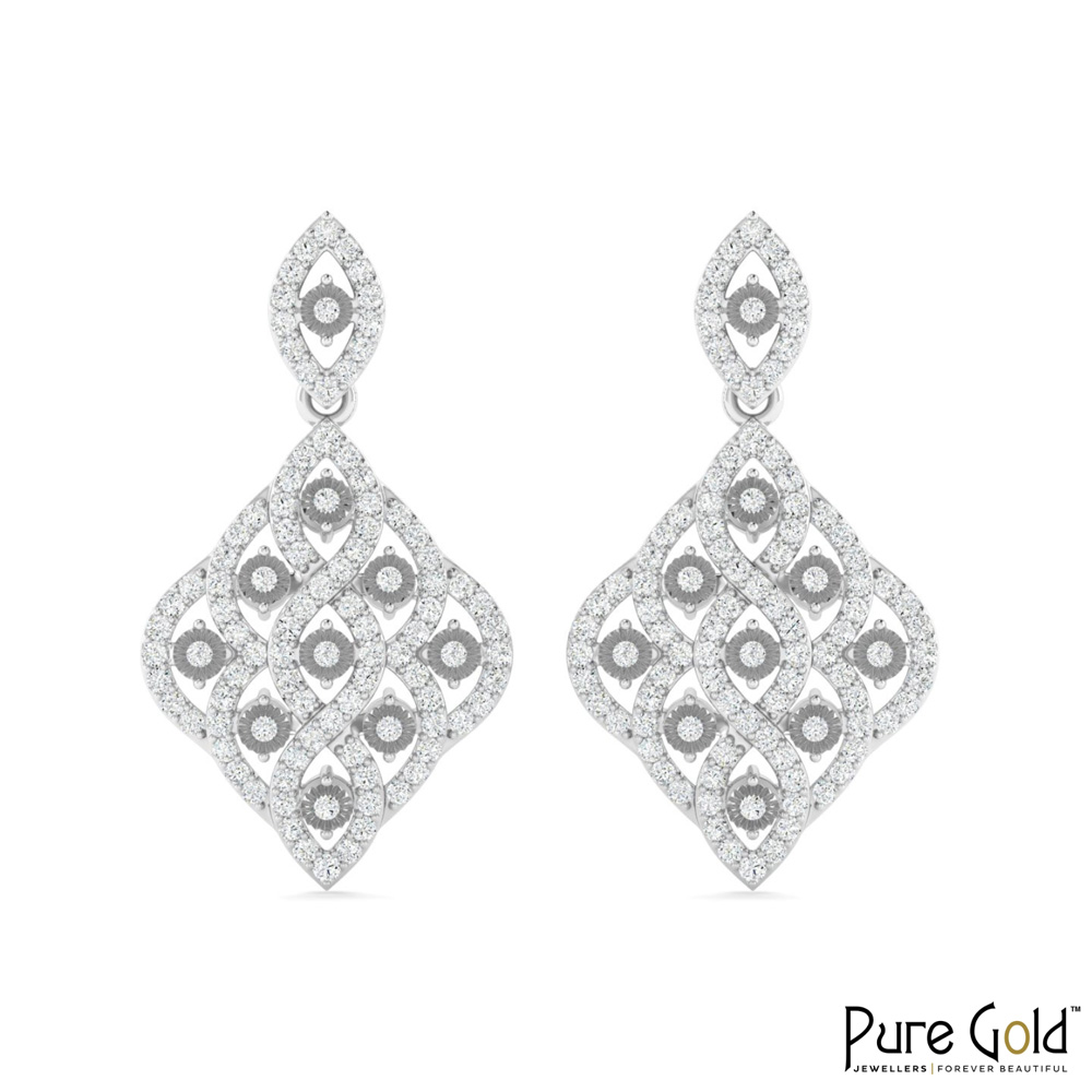 18 Karat Gold Celestial Veil Earrings with Diamonds