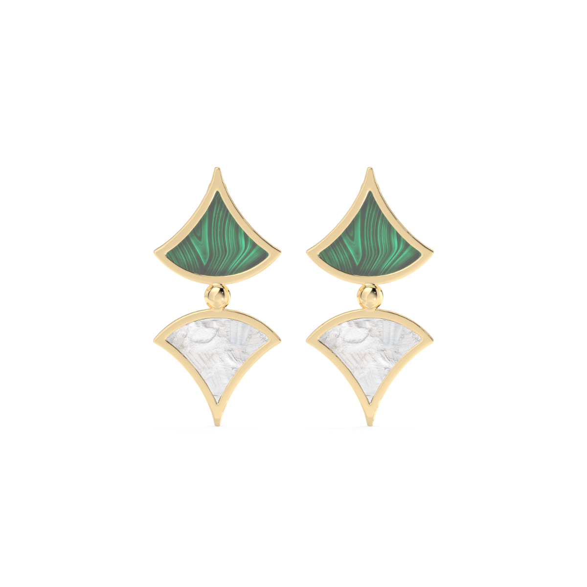 18k Gold Luciana Fern Stud Earrings