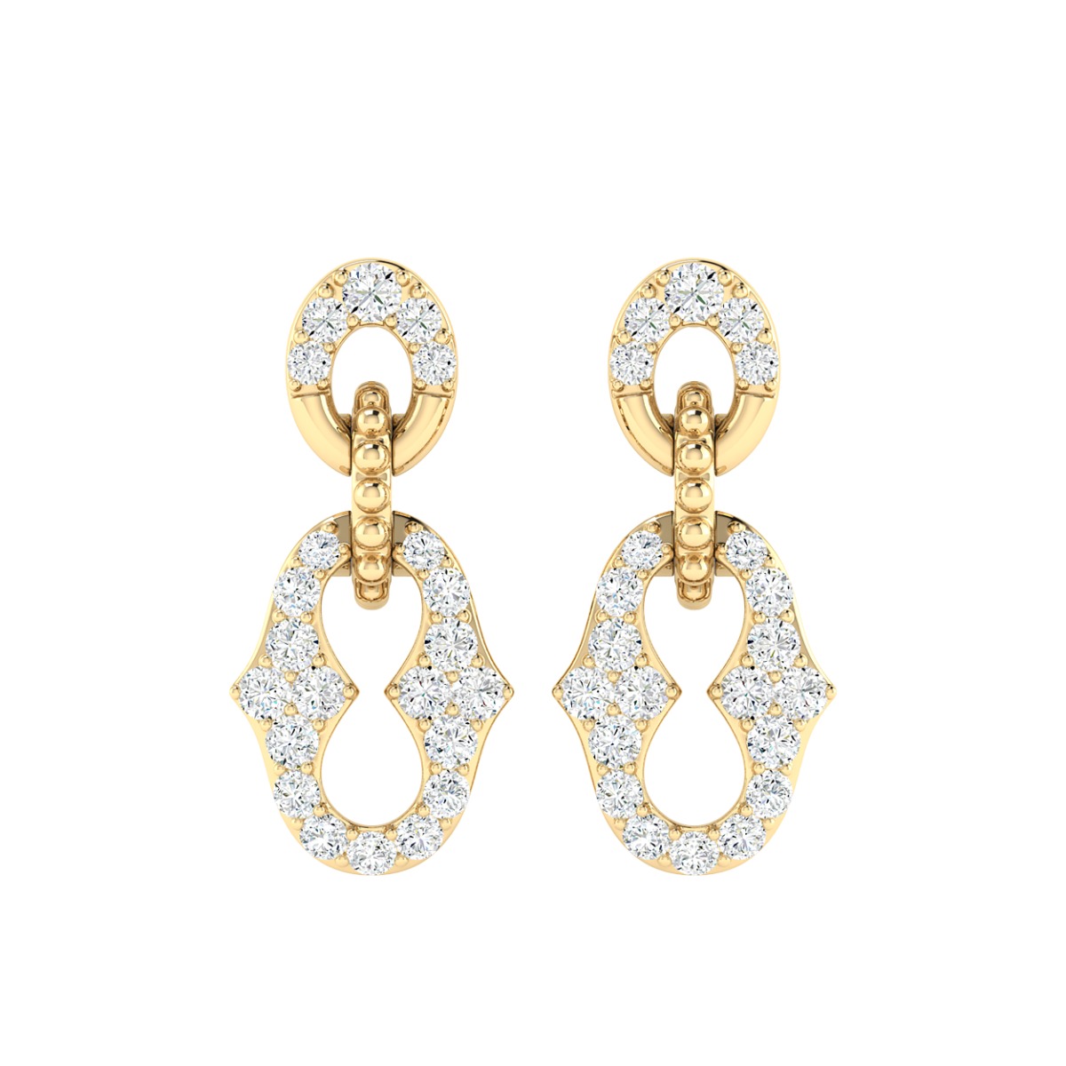 18K Gold Infinite Link Earrings with Diamonds
