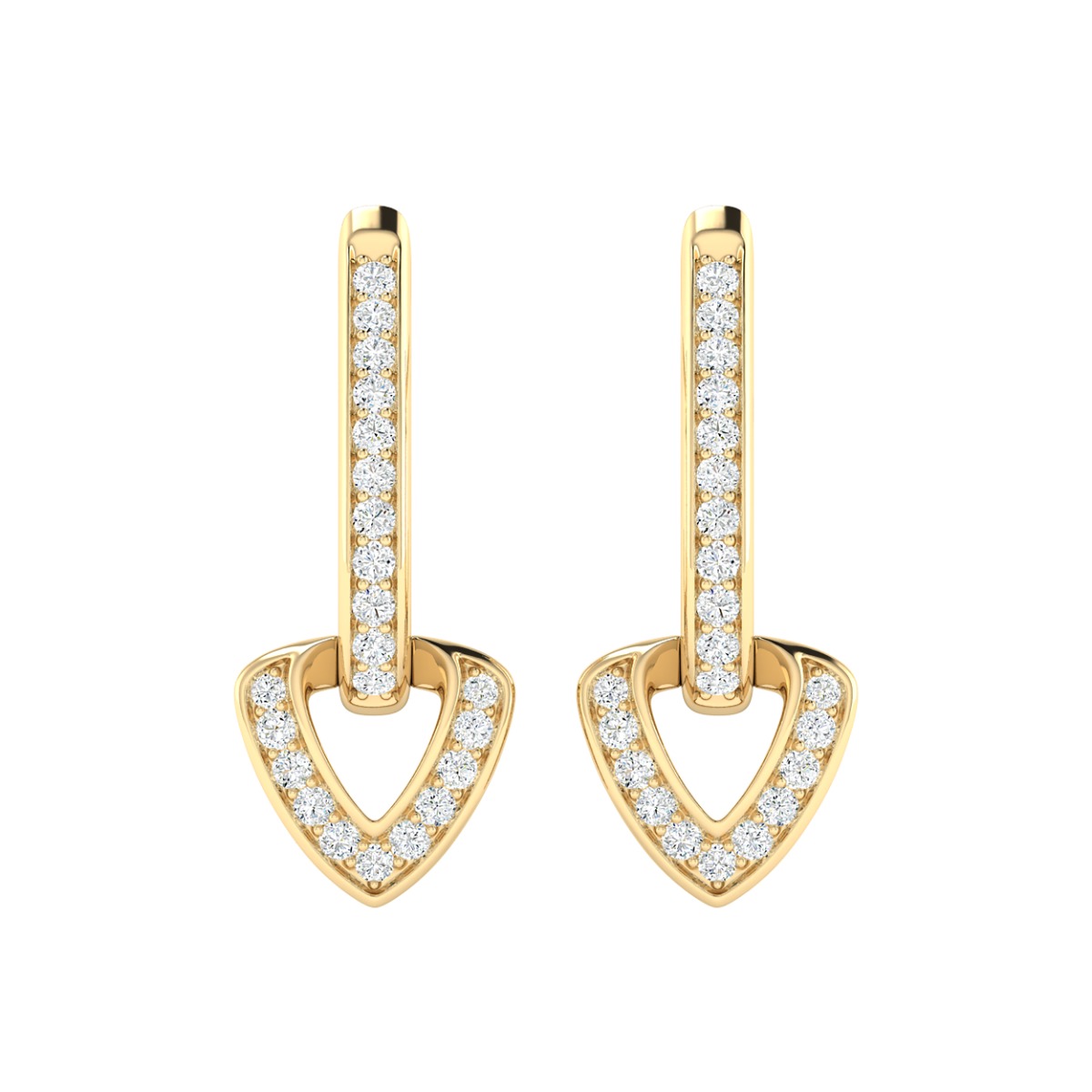 18K Gold Heart Link Earrings with Diamonds