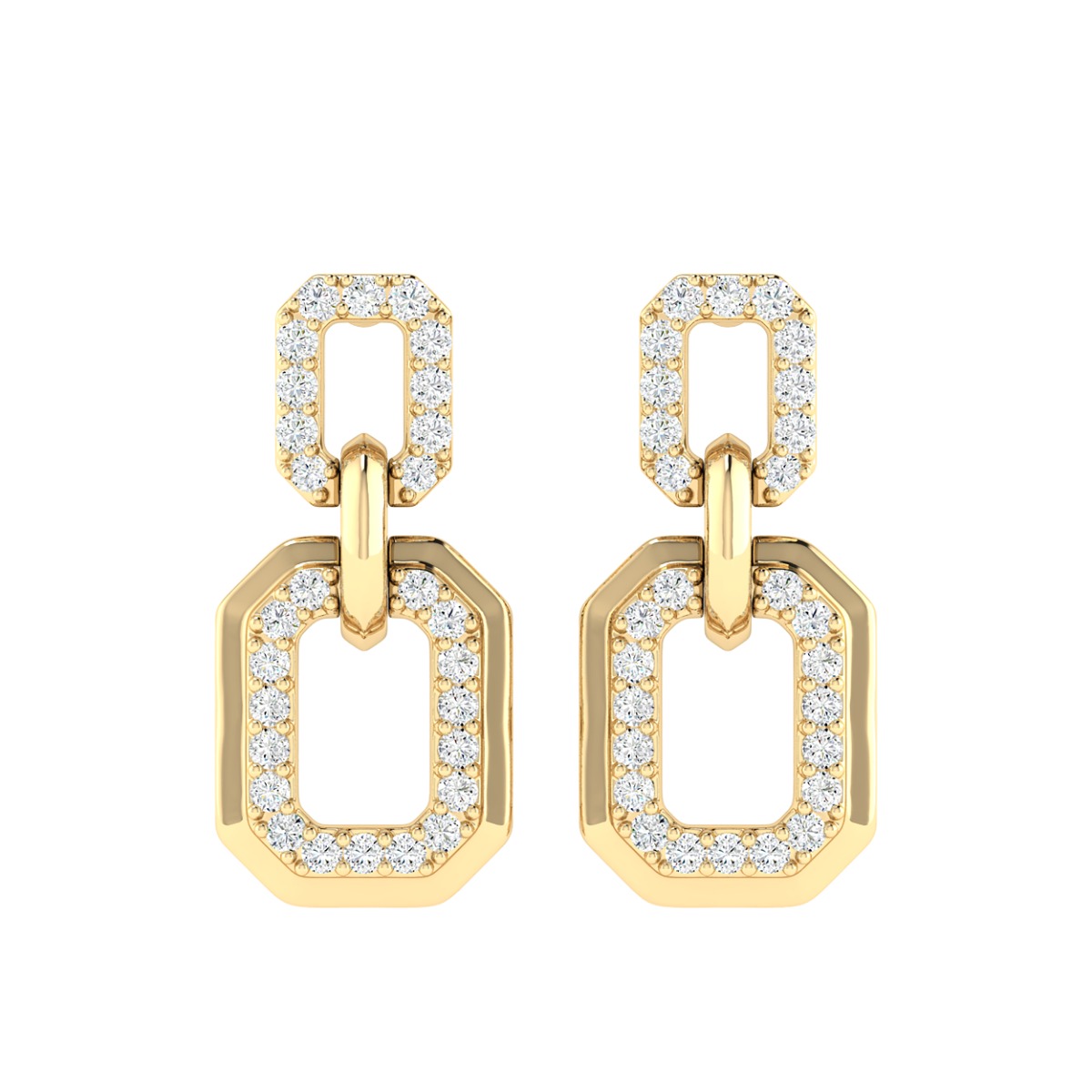 18K Gold Core Link Earrings with Diamonds