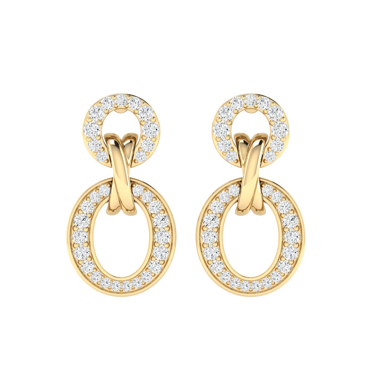 18K Gold Knotline Earrings with Diamonds