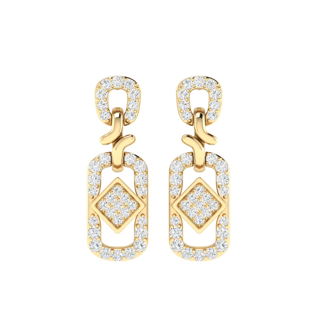 18K Gold Fusion Link Earrings with Diamonds