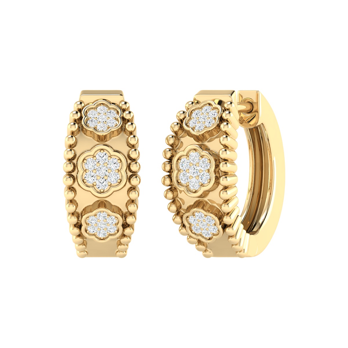 18K Gold Rosy Charm Earrings with Diamonds