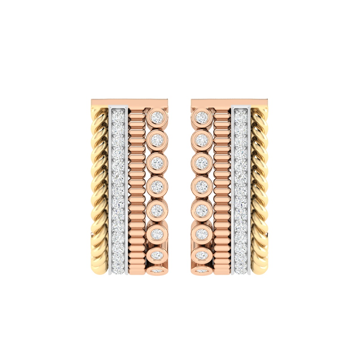 18K Gold Ornate Earrings with Diamonds