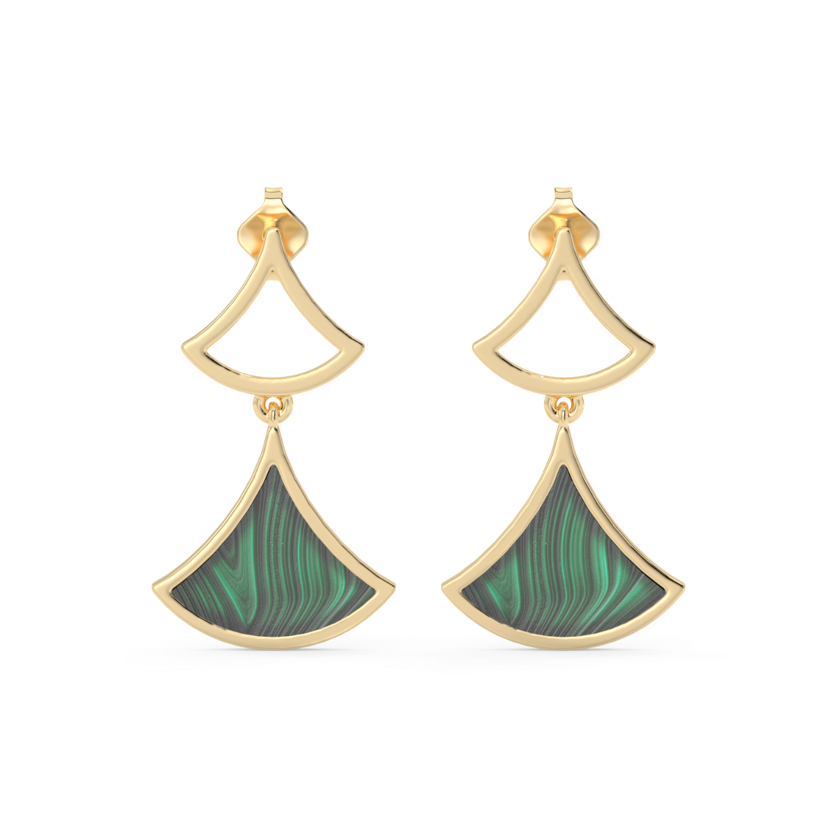 18kt Gold Luciana - Malachite Fan Drop earrings