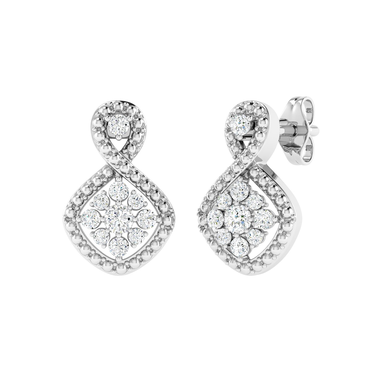 18K Gold Twirl Earrings with Diamonds