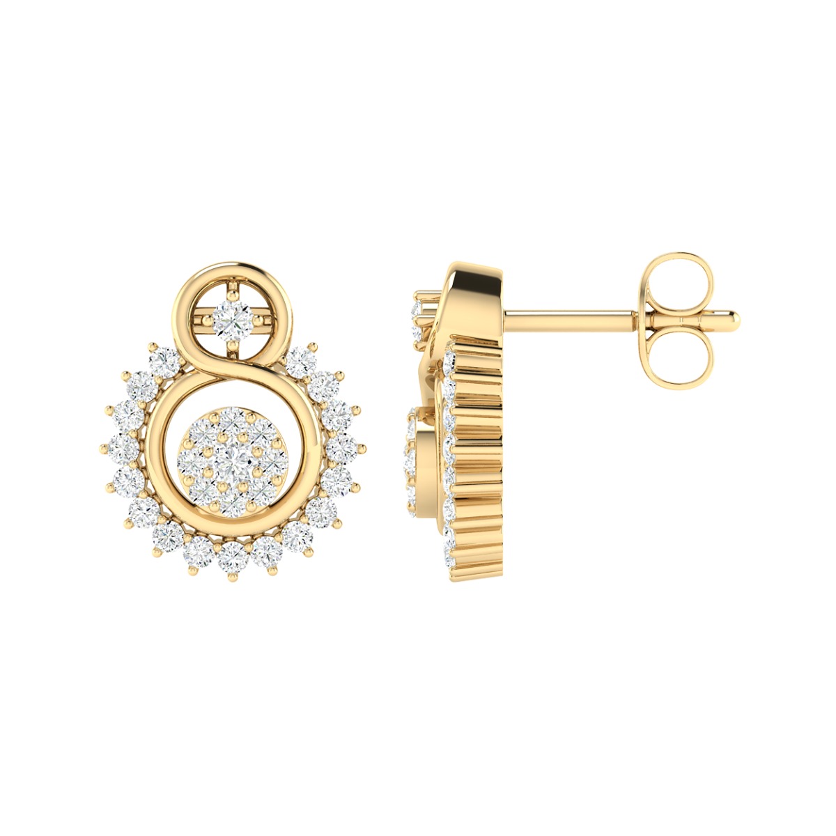 18K Gold Luna Earrings with Diamonds