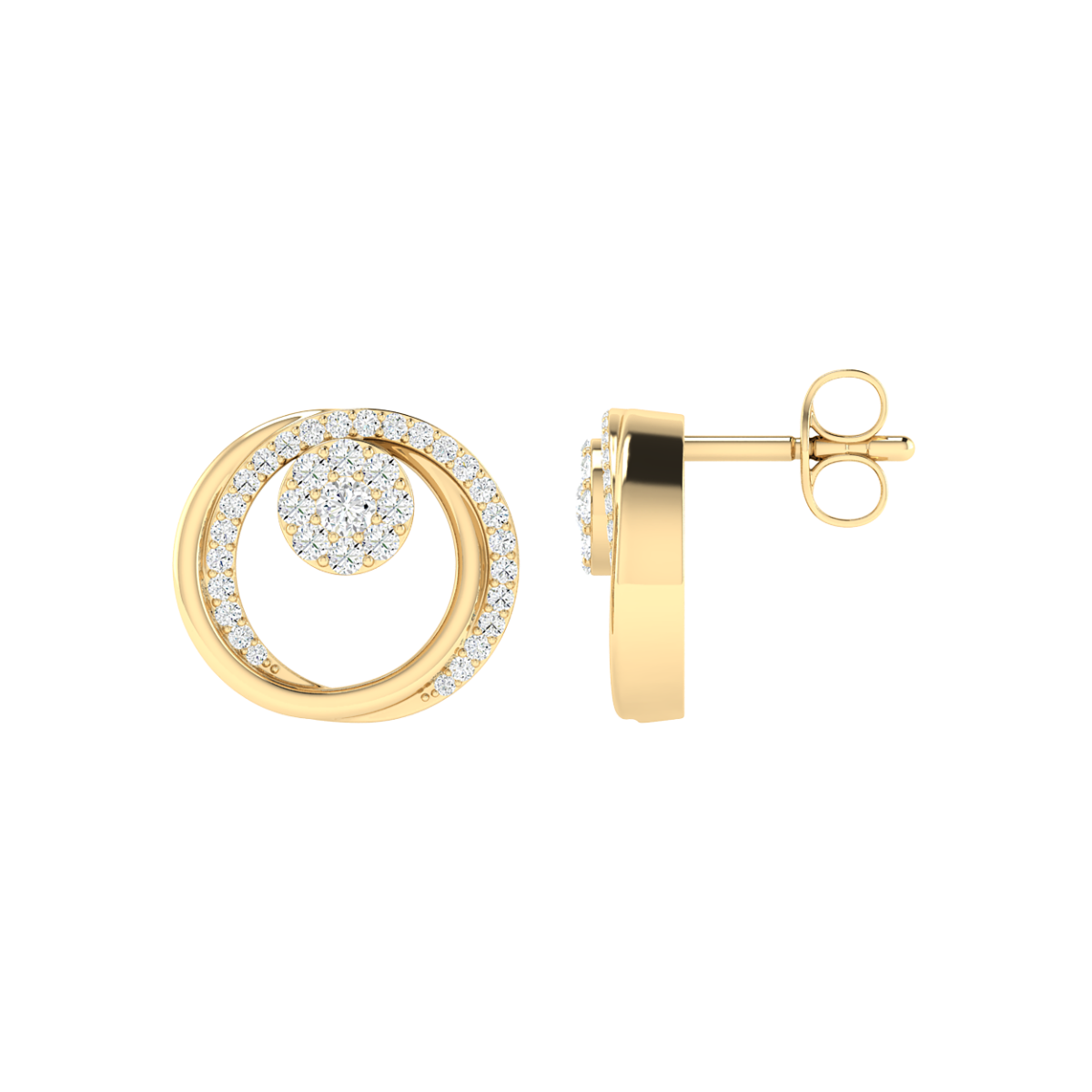 18K Gold Orbit Earrings with Diamonds