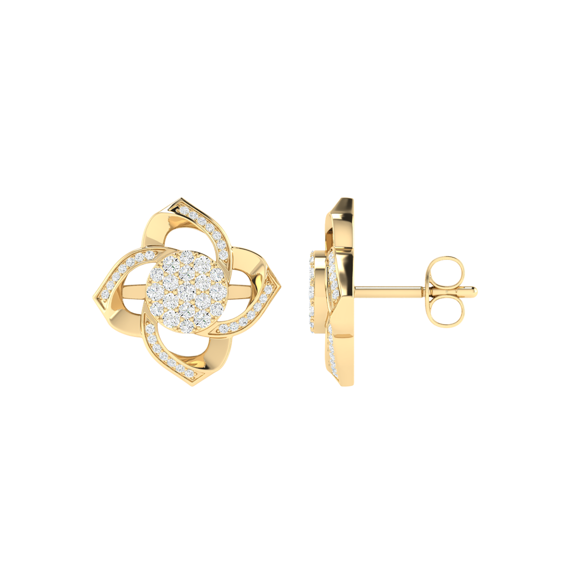 18K Gold Violet Earrings with Diamonds