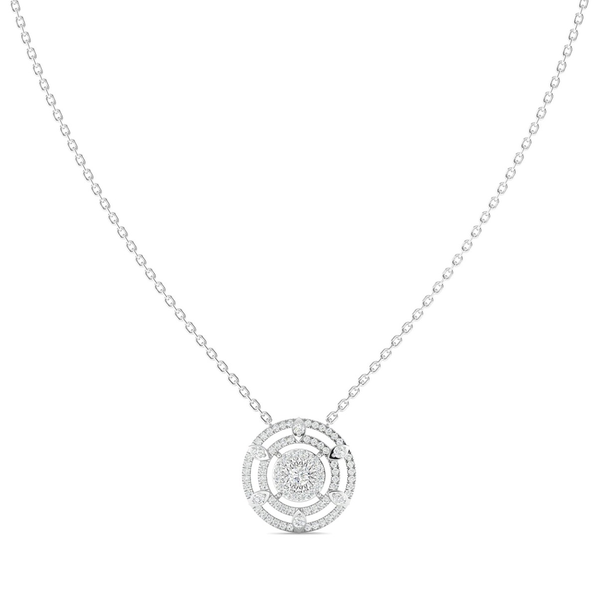 18k Gold Twisted Halo Necklace with Diamonds