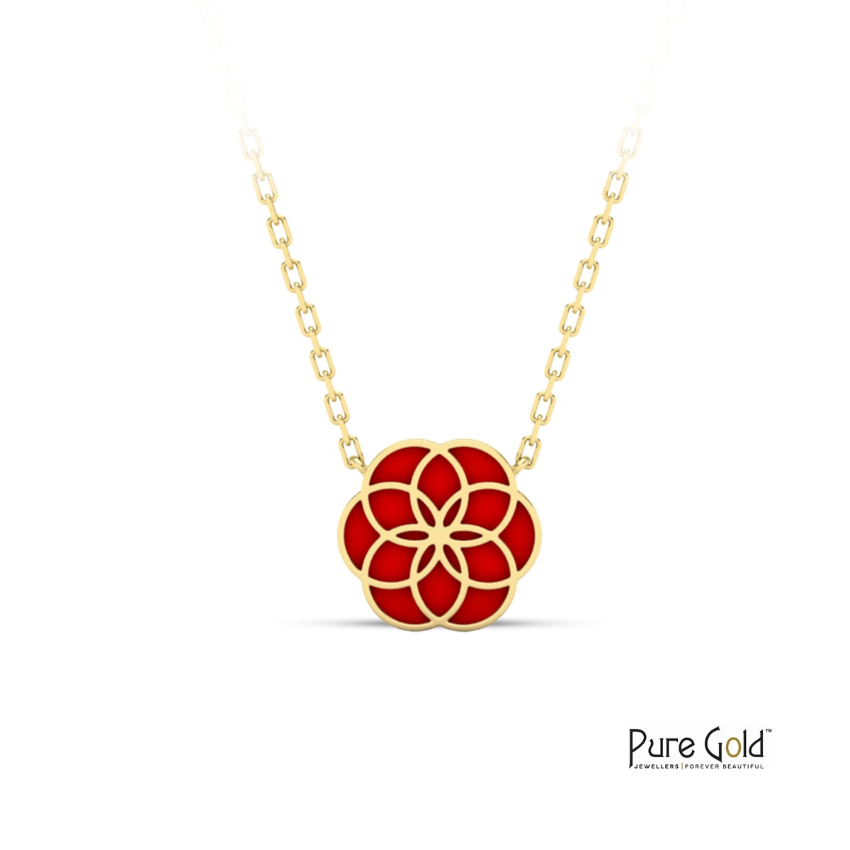 18 Karat Gold Luciana Red Agate Pendant