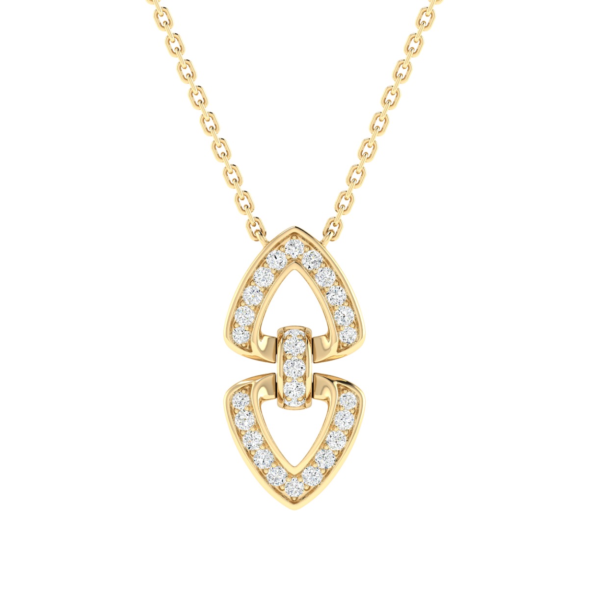 18K Gold Heart Link Necklace with Diamonds