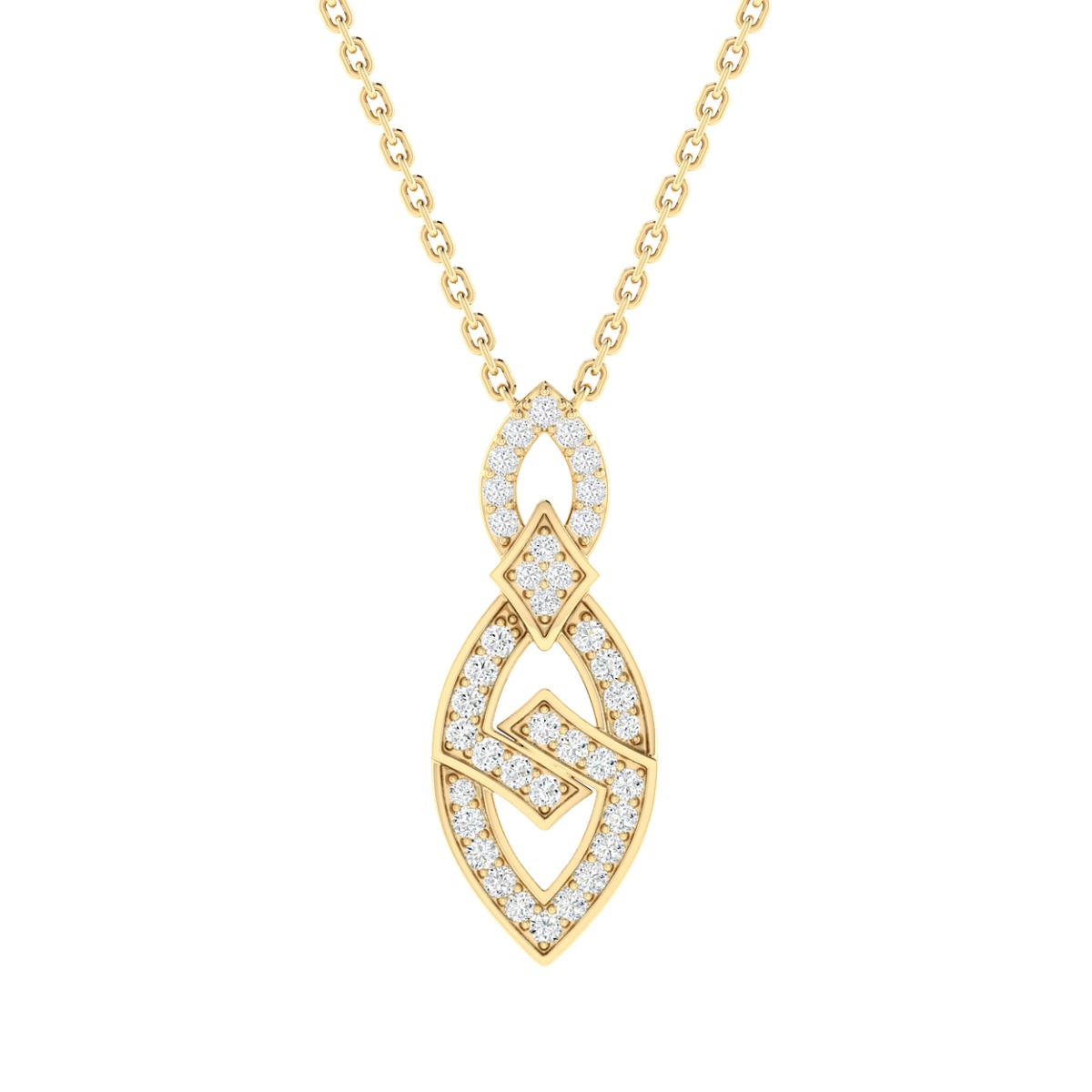 18K Gold Bond Loop Necklace with Diamonds