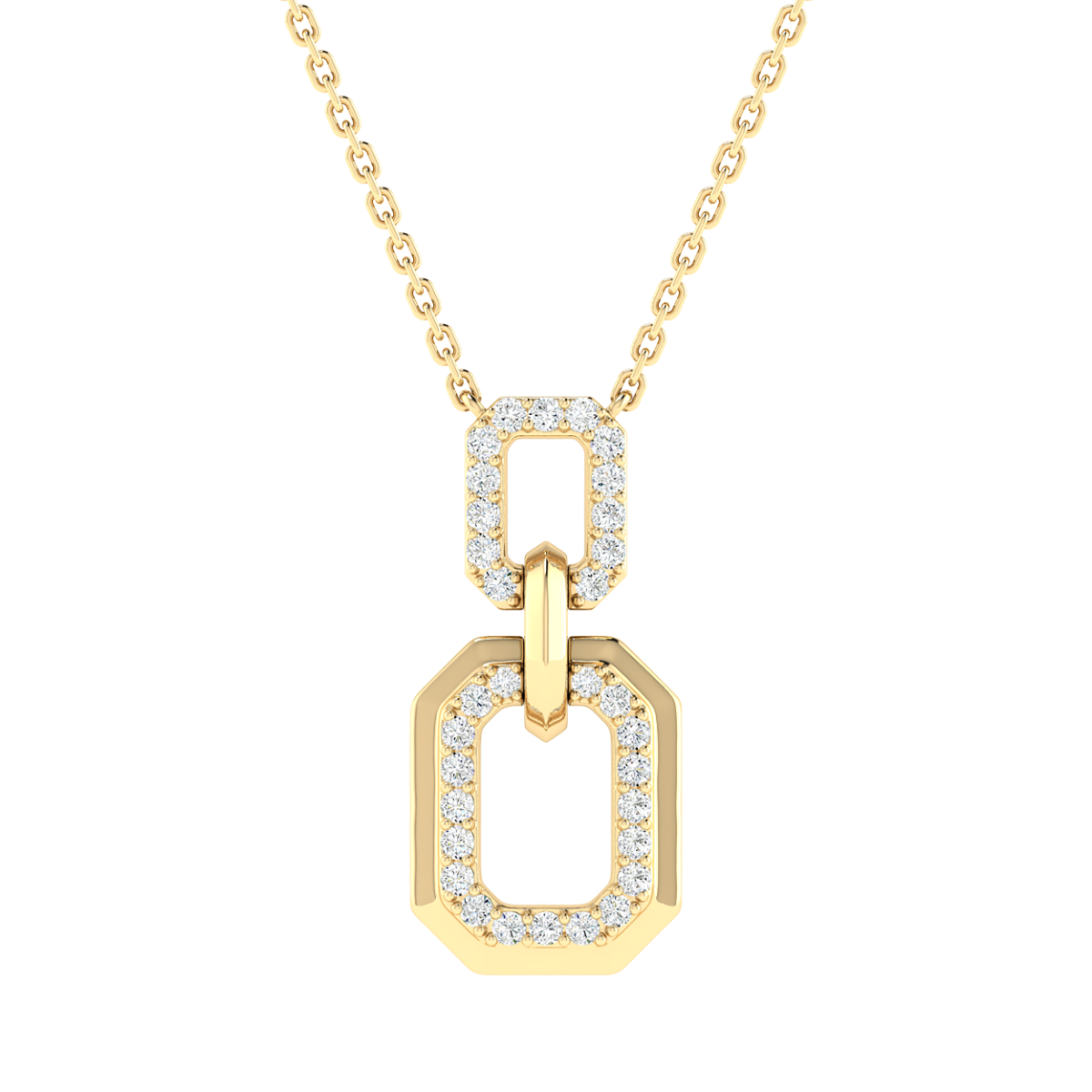 18K Gold Link Core Necklace with Diamonds