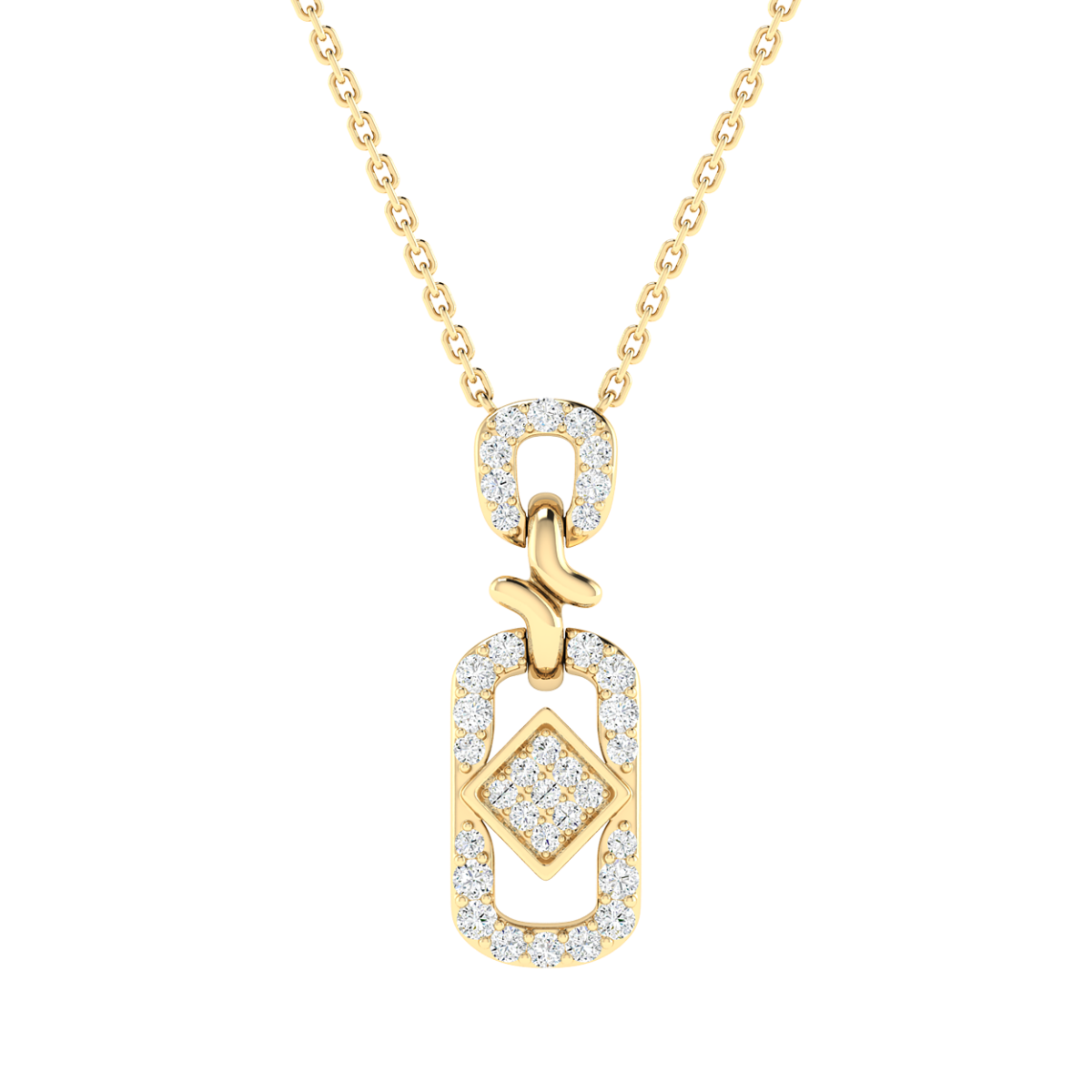 18K Gold Fusion Link Necklace with Diamonds