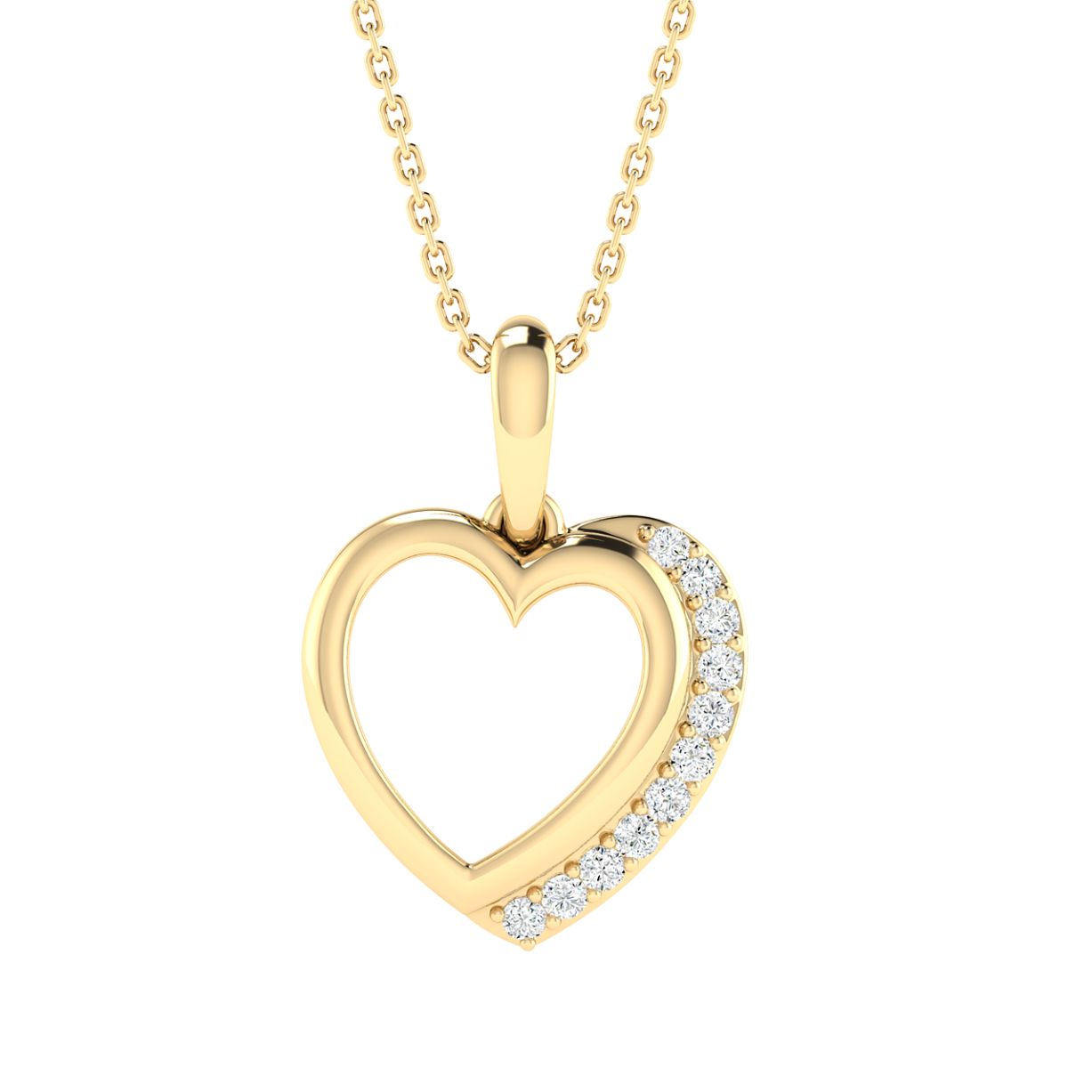 18k Gold Entwined Hearts Pendant with Diamonds
