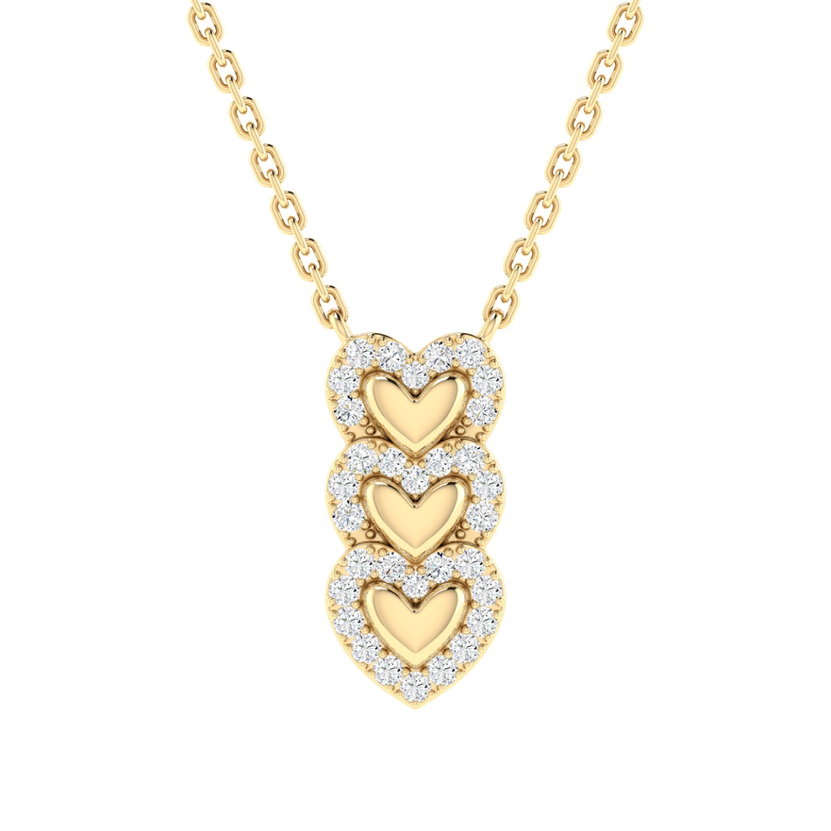 18k Gold Harmony of Hearts Necklace with Diamonds