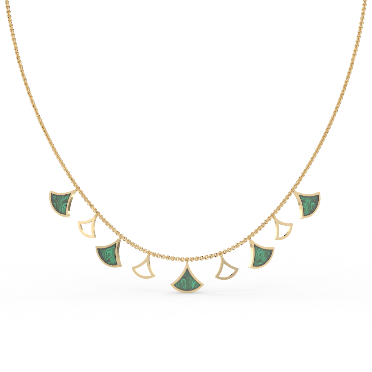 18kt Gold Luciana - Malachite Fan Drop Necklace