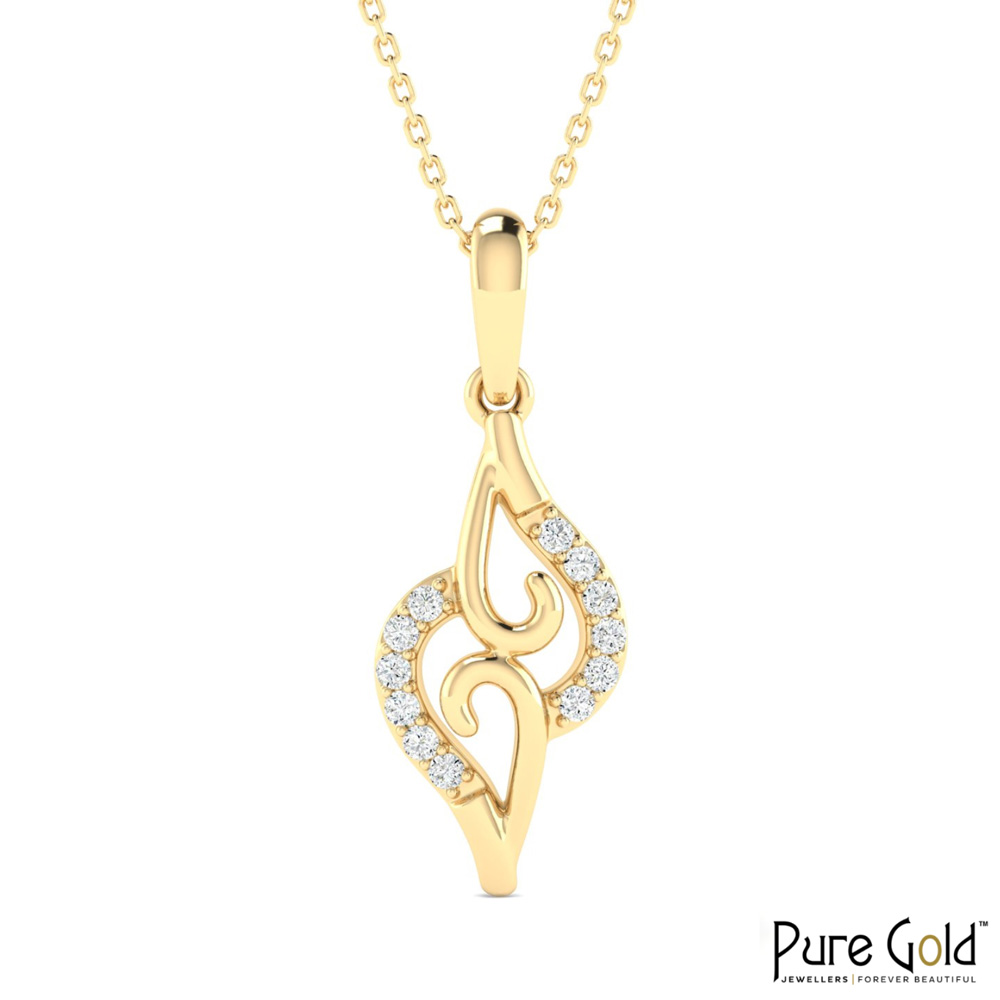 18 Karat Gold Dancing Flames Diamond Pendant with Chain