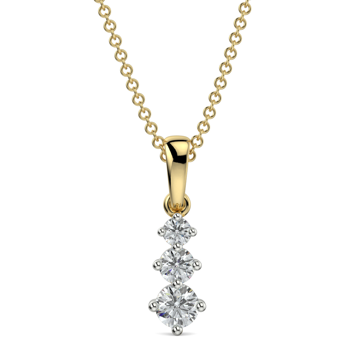 Trilogy of Light Pendant (0.21 CT, 18K Gold)