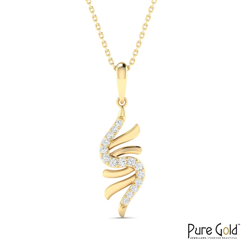 18 Karat Gold Elysian Swirl Necklace with Diamonds with Chain