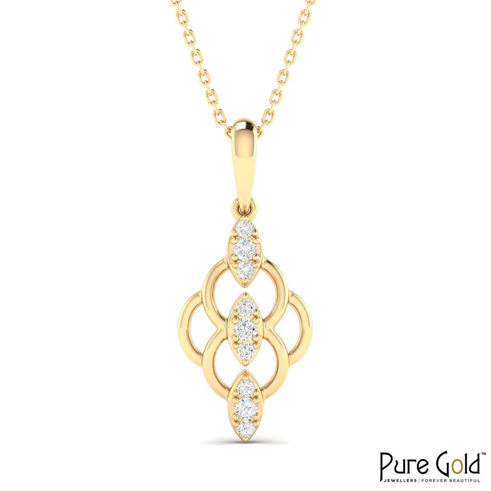 18 Karat Gold Serene Circles Necklace with Diamonds with Chain