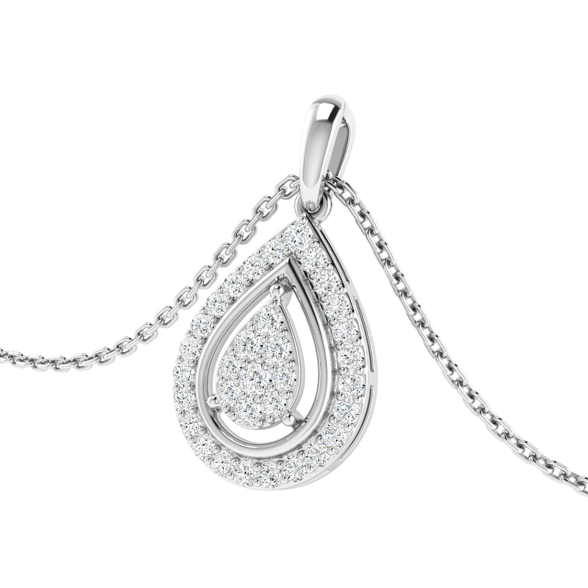 18K Gold Dewdrop Diamond Pendant with Chain