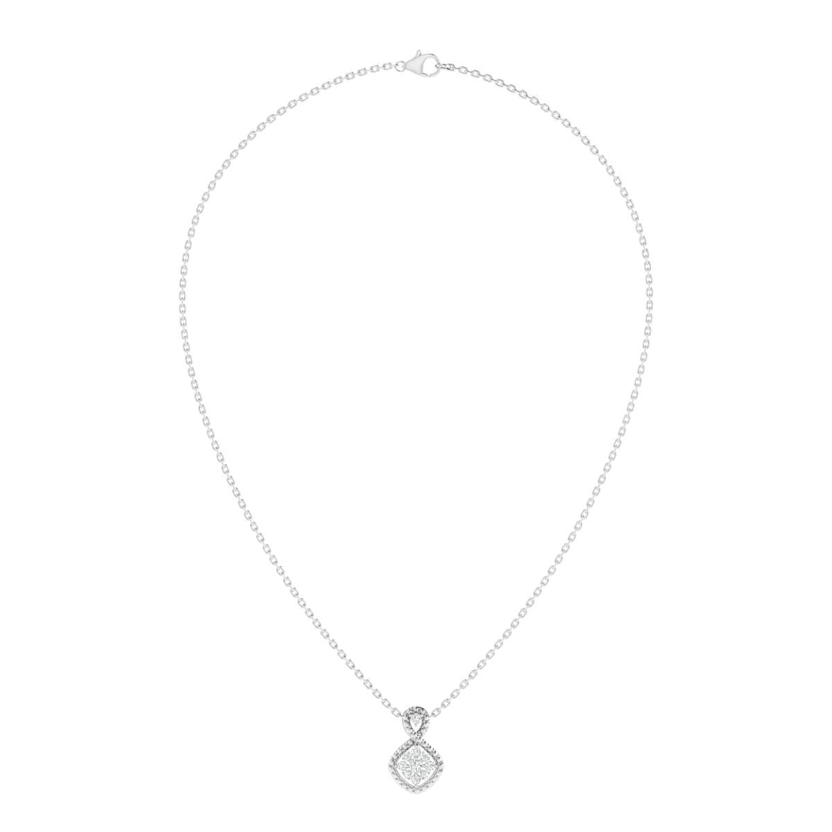18K Gold Twirl Diamond Pendant with Chain