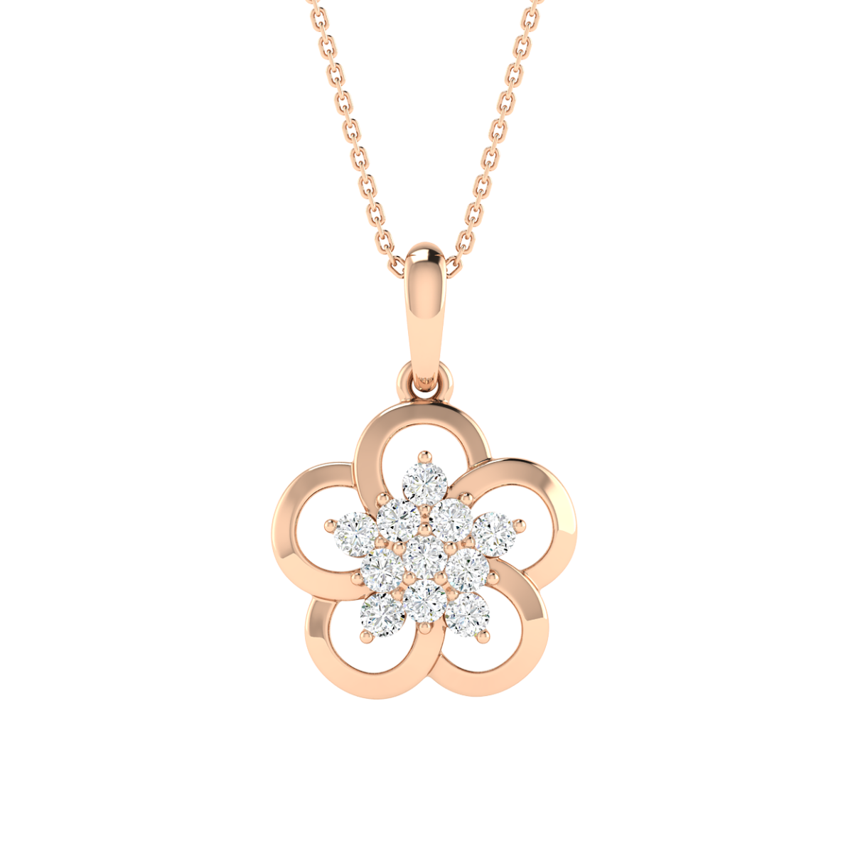 18K Gold Daisy Glow Diamond Pendant with Chain
