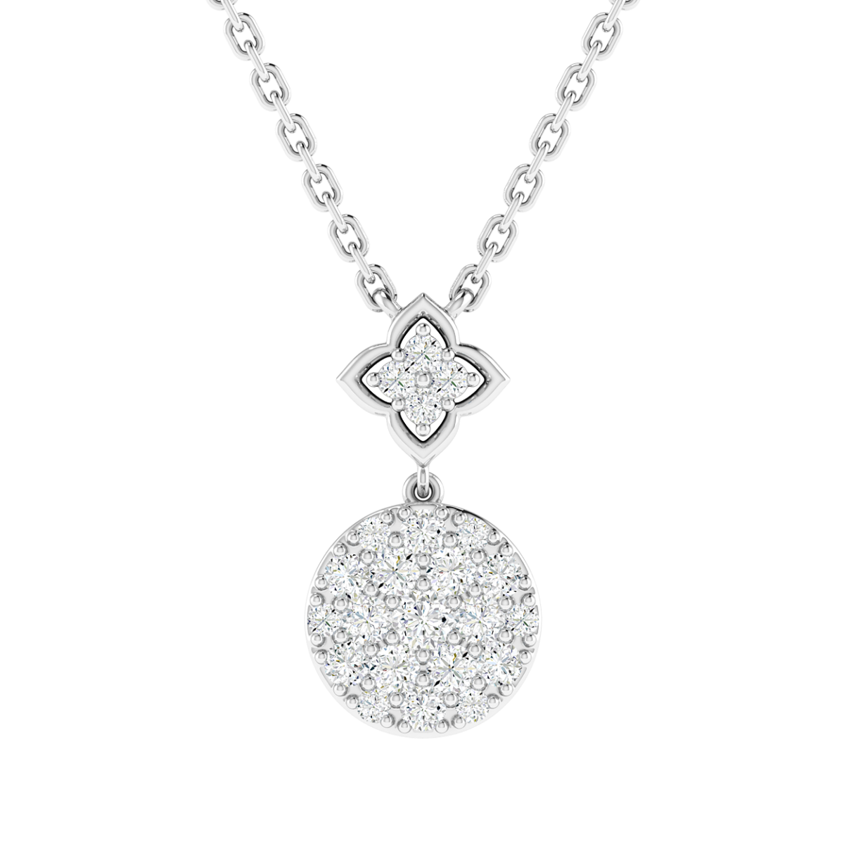 18K Gold Aurora Petal Diamond Pendant with Chain